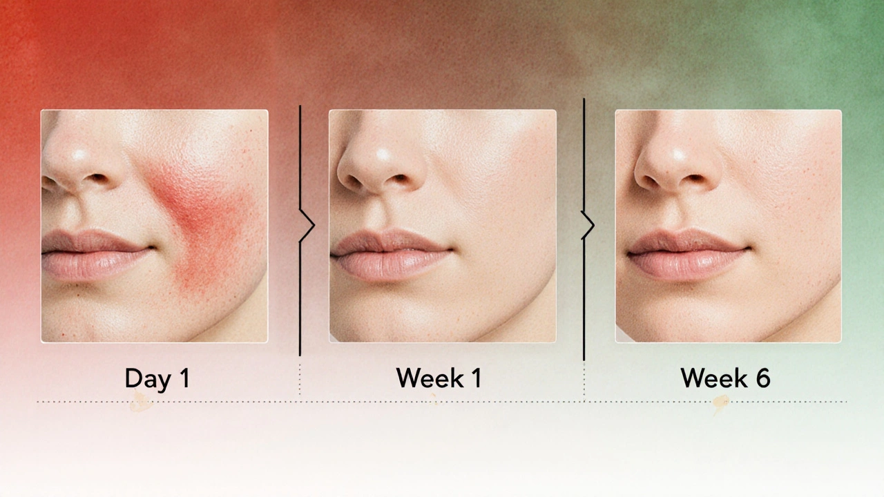 Postupné zlepšení kůže za 6 týdnů používání CBG.
