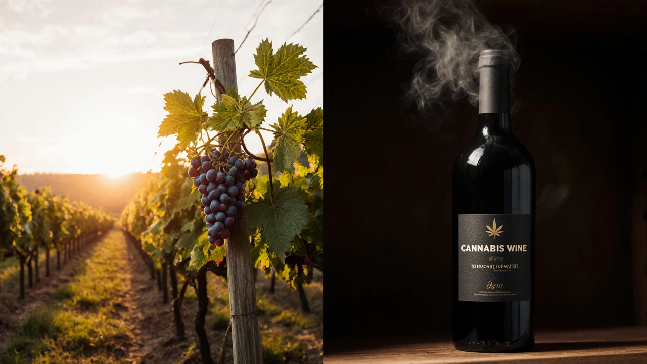 Dvě strany: tradiční vinice a tajemná láhev konopního vína