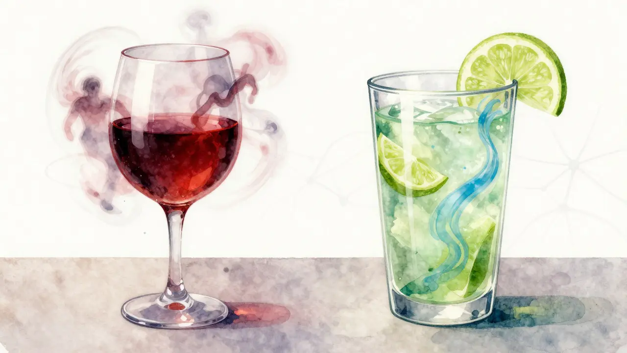 Dvě sklenice: jedna s alkoholem a chaos, druhá s CBD a klidem.