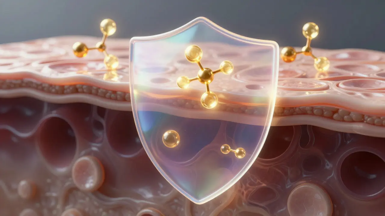 Abstraktní zobrazení absorpce CBD v kůži