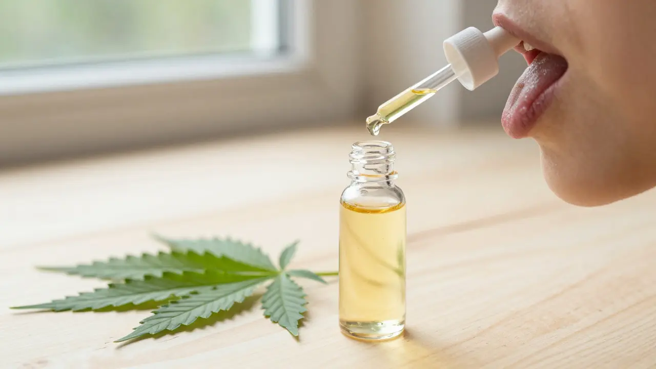 Kapička CBD oleje z pipety jako bezpečná alternativa k vapování.