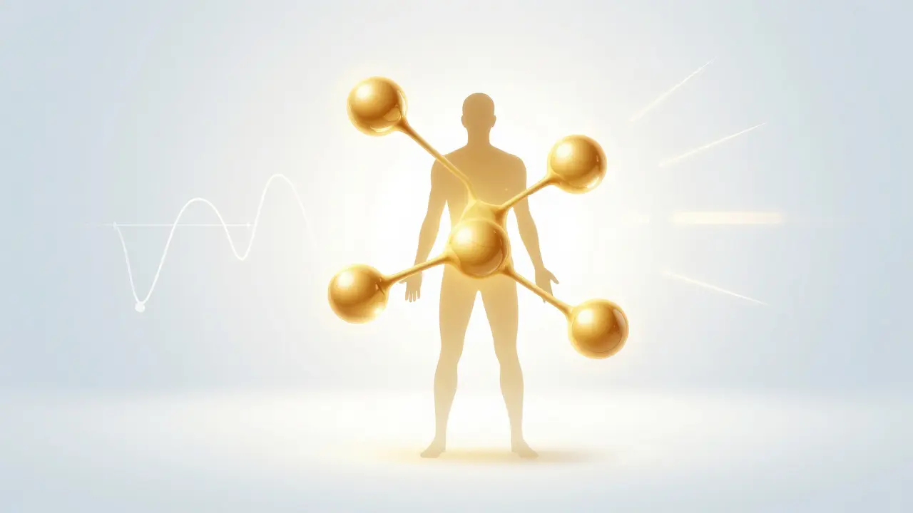 Abstraktní zobrazení molekulární struktury a metabolických benefitů THCV