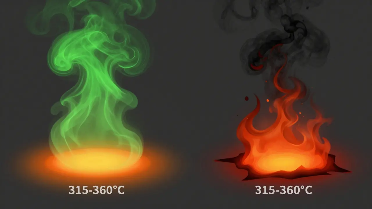 Konceptuální ilustrace správné vs nesprávné teploty při zahřívání