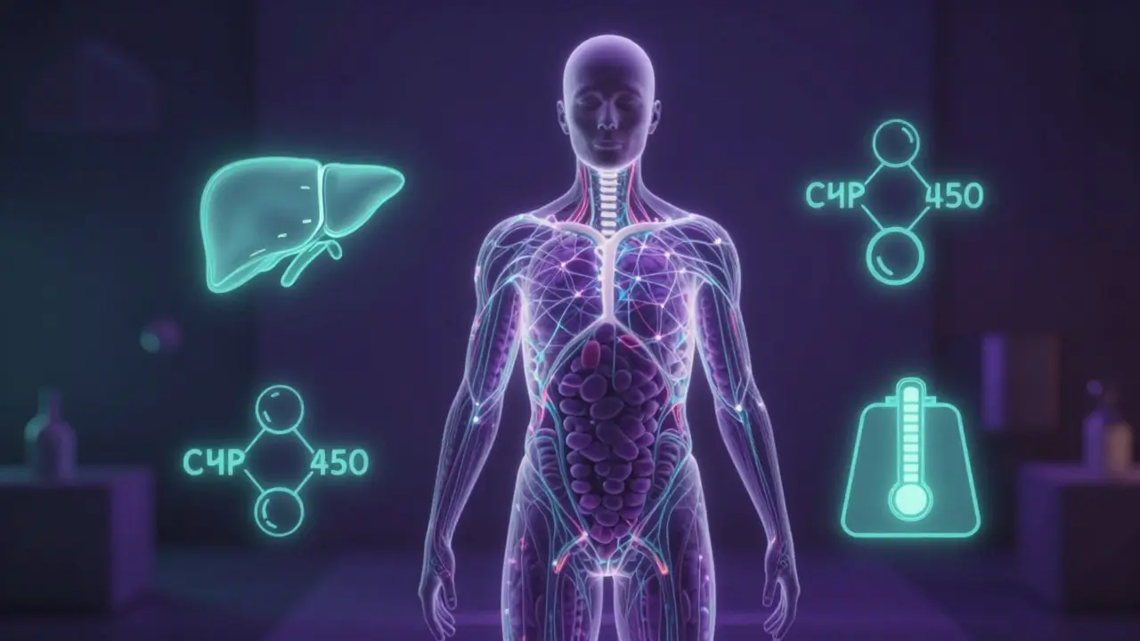 Abstraktní zobrazení metabolizmu a individuálních faktorů