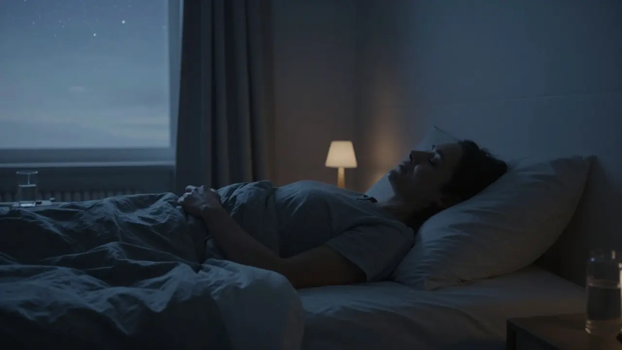 Člověk odpočívající v temné, klidné místnosti pro relaxaci