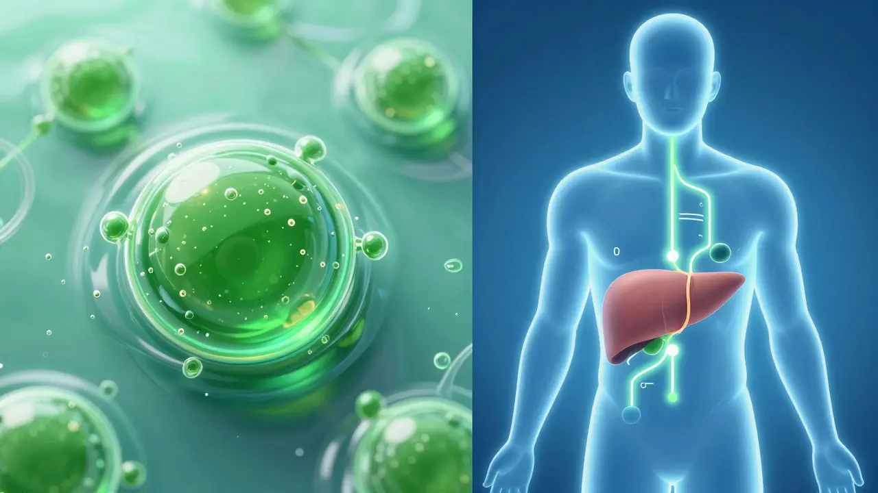 Ilustrace nanotechnologie pro rychlé vstřebávání kanabinoidů do krve