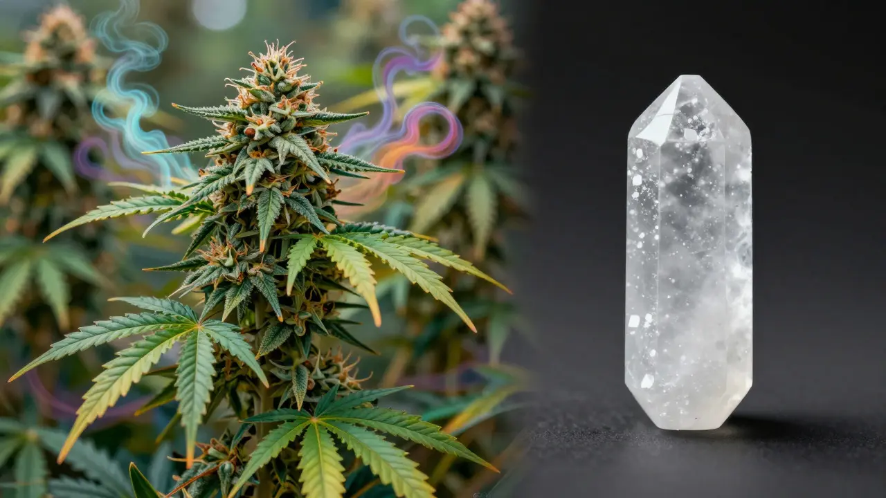 Konceptuální porovnání plně spektrálního konopí a izolátu CBD krystalu