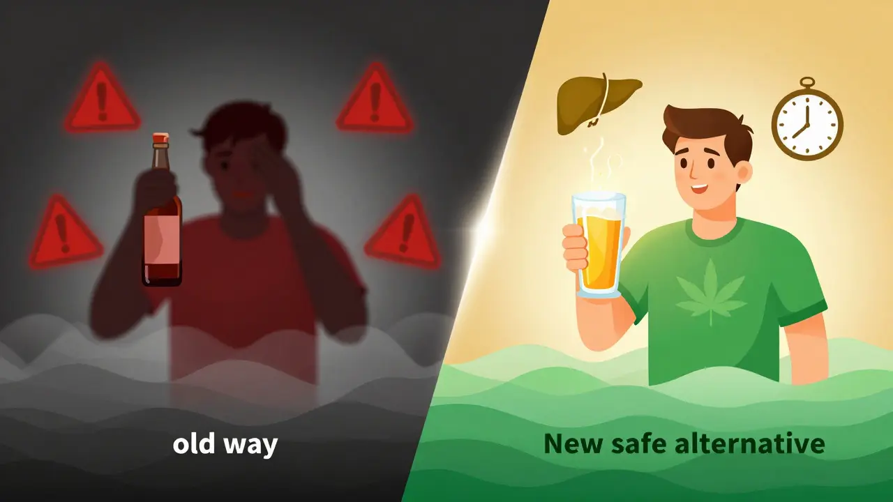 Kontrast mezi kocovinou z alkoholu a svěžostí po konopném pivu
