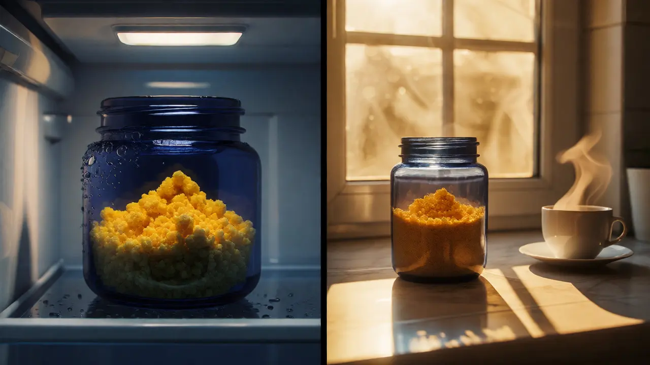 Srovnání skladování CBD crumble v lednici a na slunci
