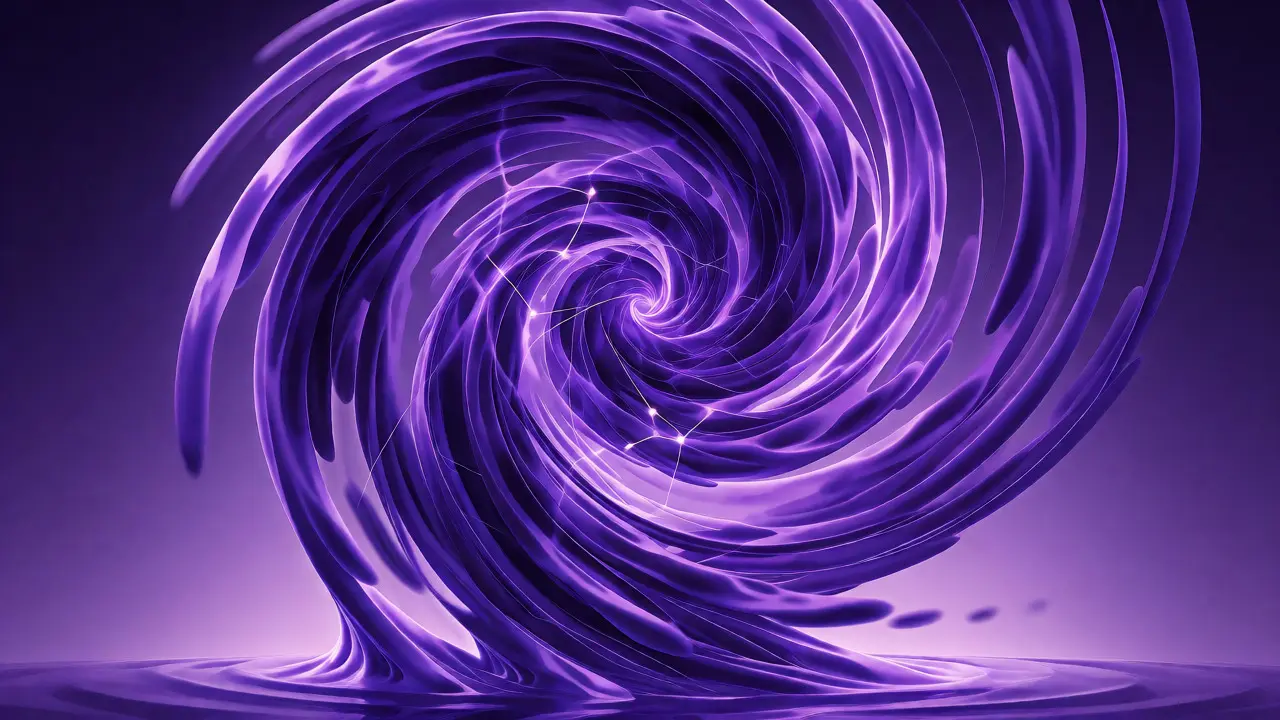 Fialový vír energie představující účinky kanabinoidu HHC