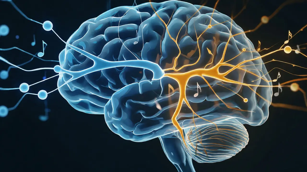 Konceptuální ilustrace propojení endokanabinoidního systému a serotoninu v mozku.