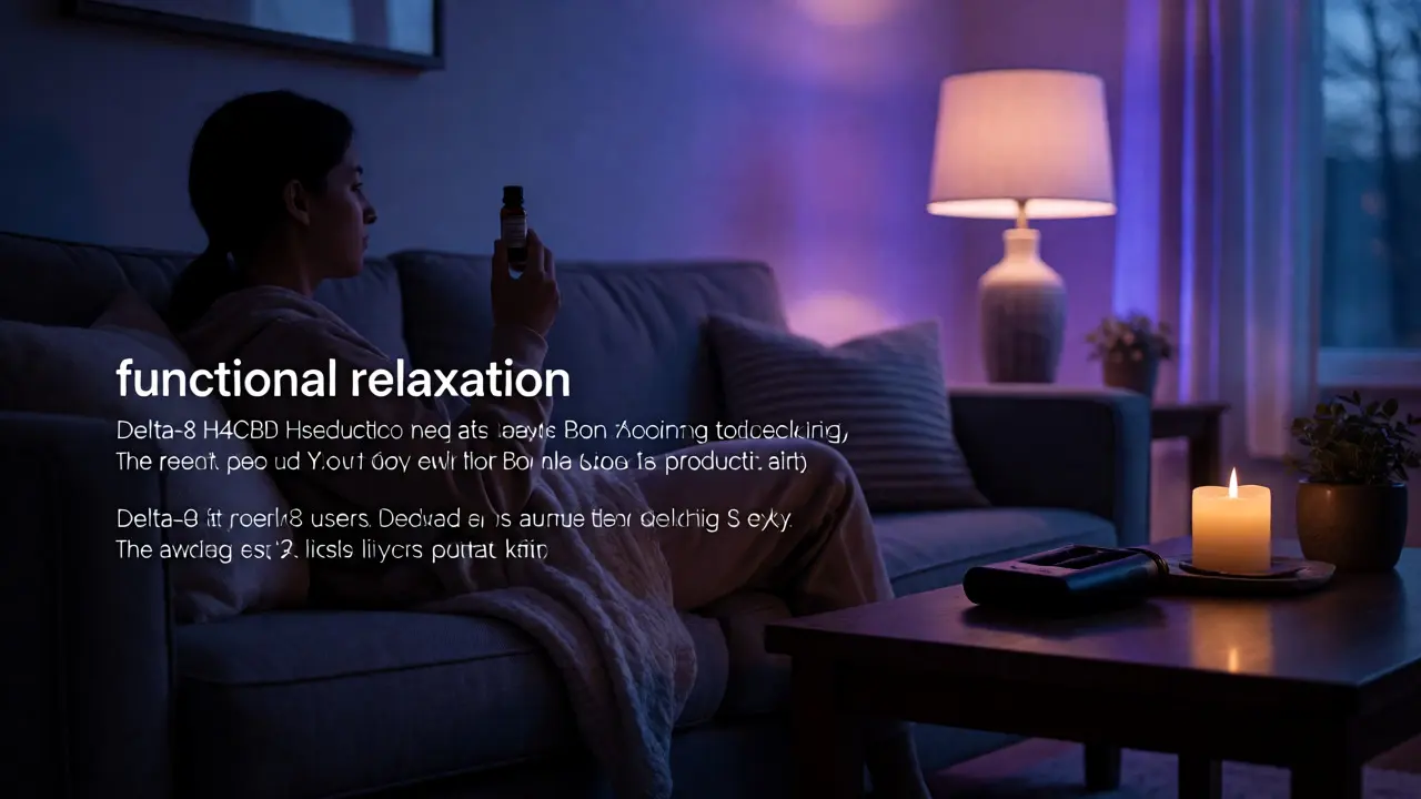 Osoba v klidu relaxující večer po užití kanabinoidů